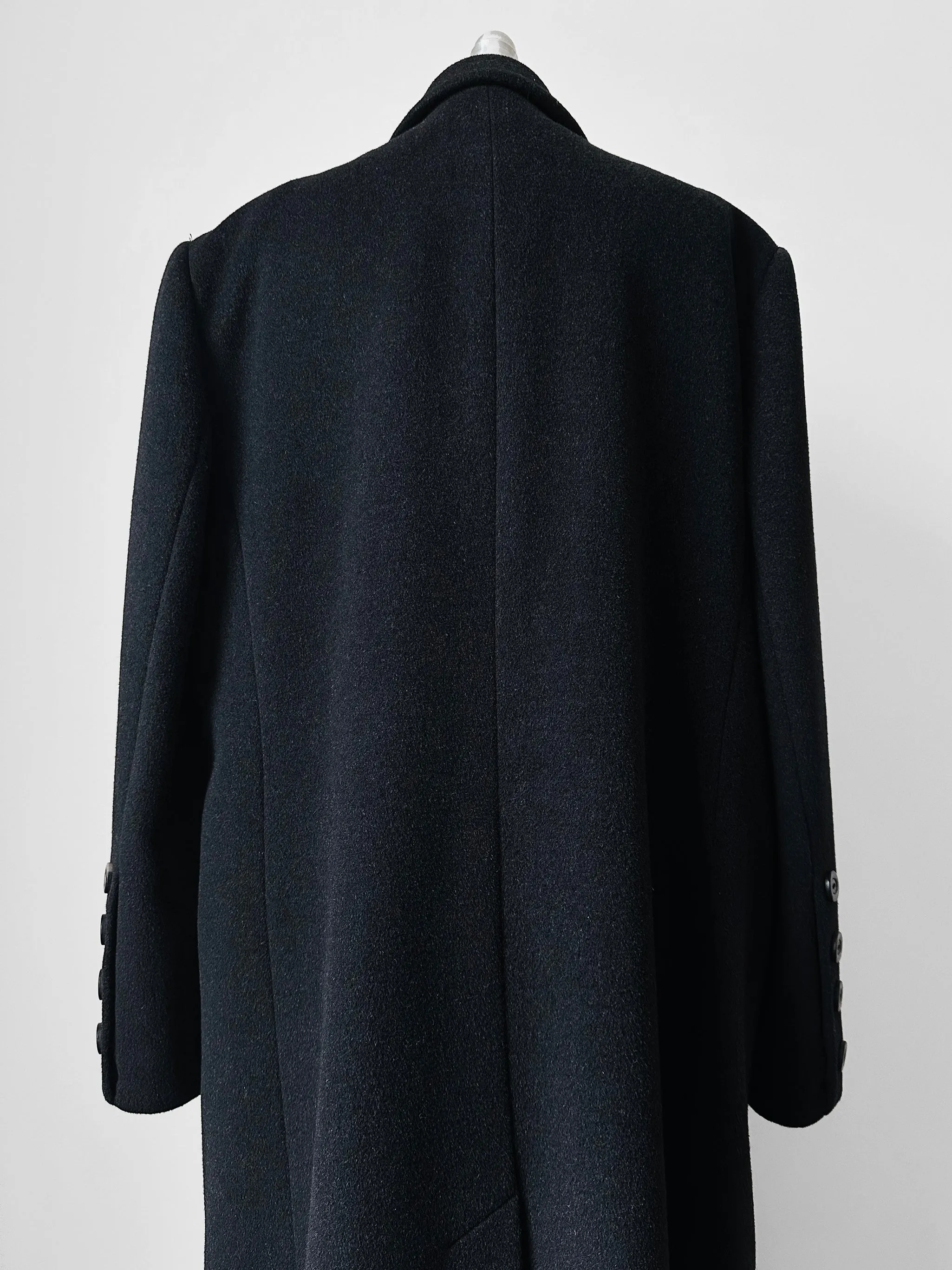 1980s W.Germany Dark Charcoal Black Virgin Wool Angora Coat - Sz. M/L