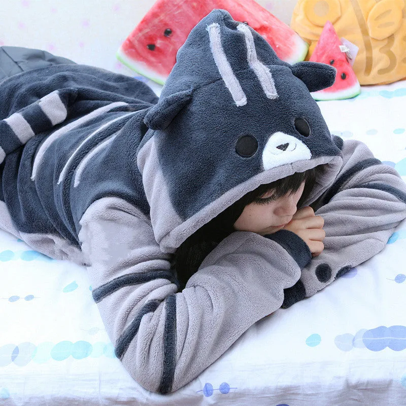 Adorable Cat-Themed Fleece Hoodie with Ears and Tail