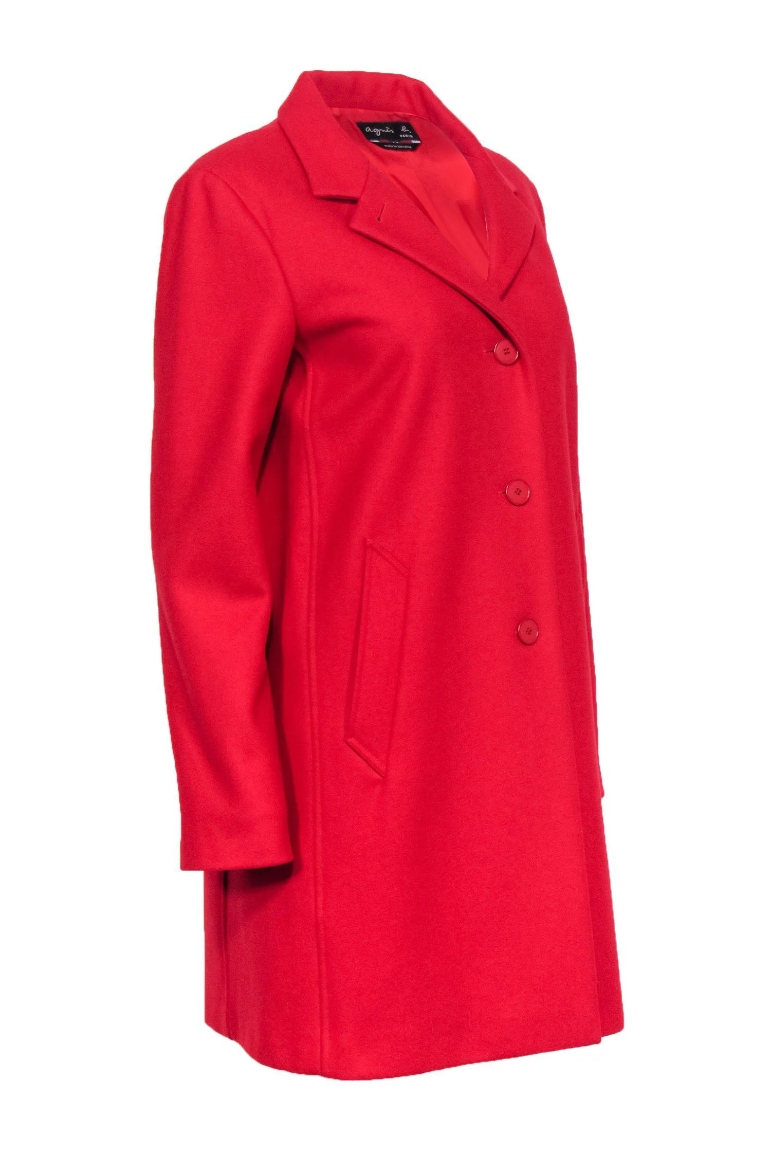 Agnes B. - Red Wool Blend Longline Coat Sz M