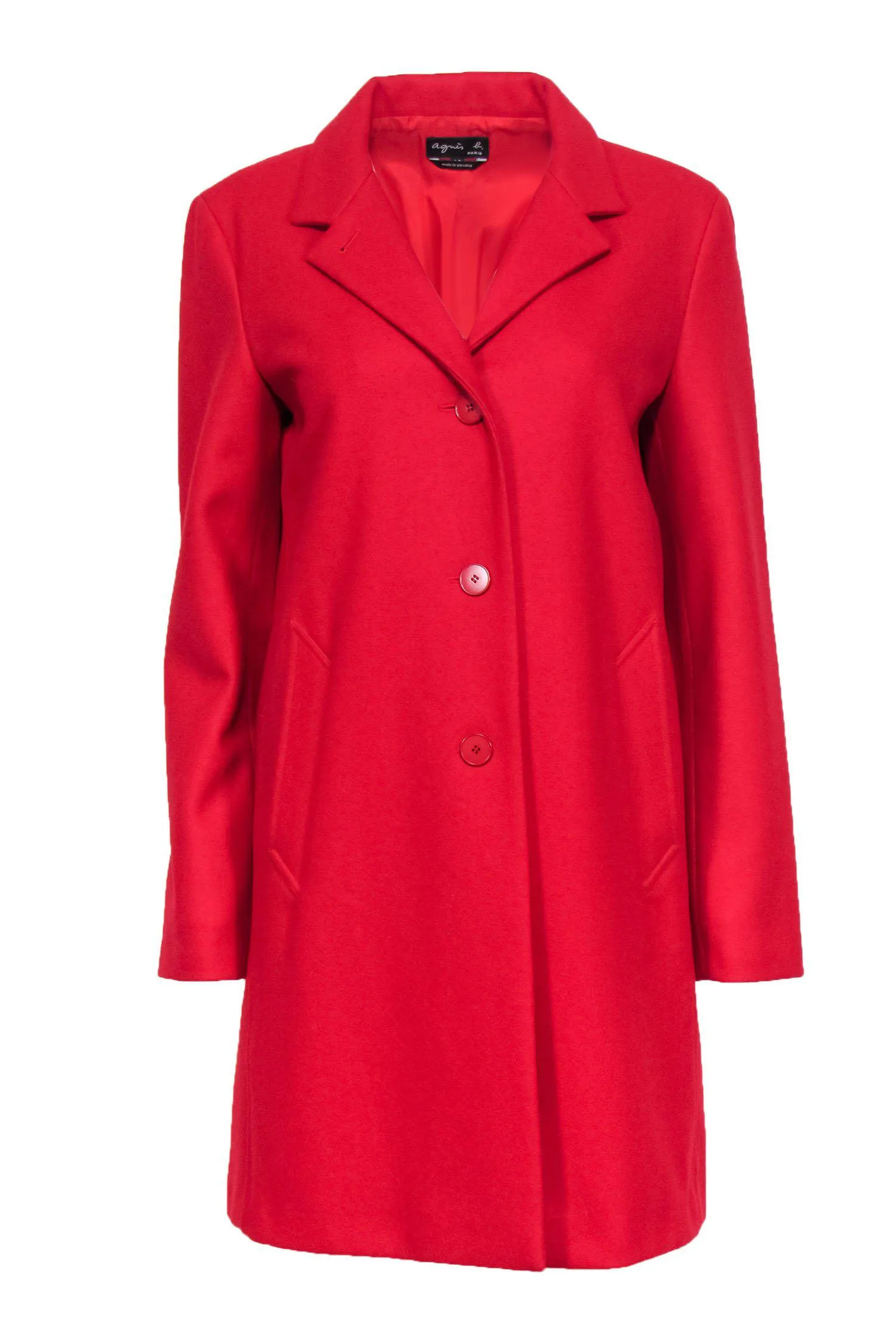 Agnes B. - Red Wool Blend Longline Coat Sz M