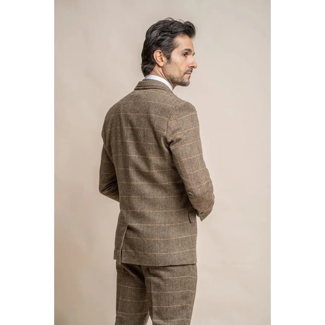 Albert - Men's Tweed Check Tan Blazer