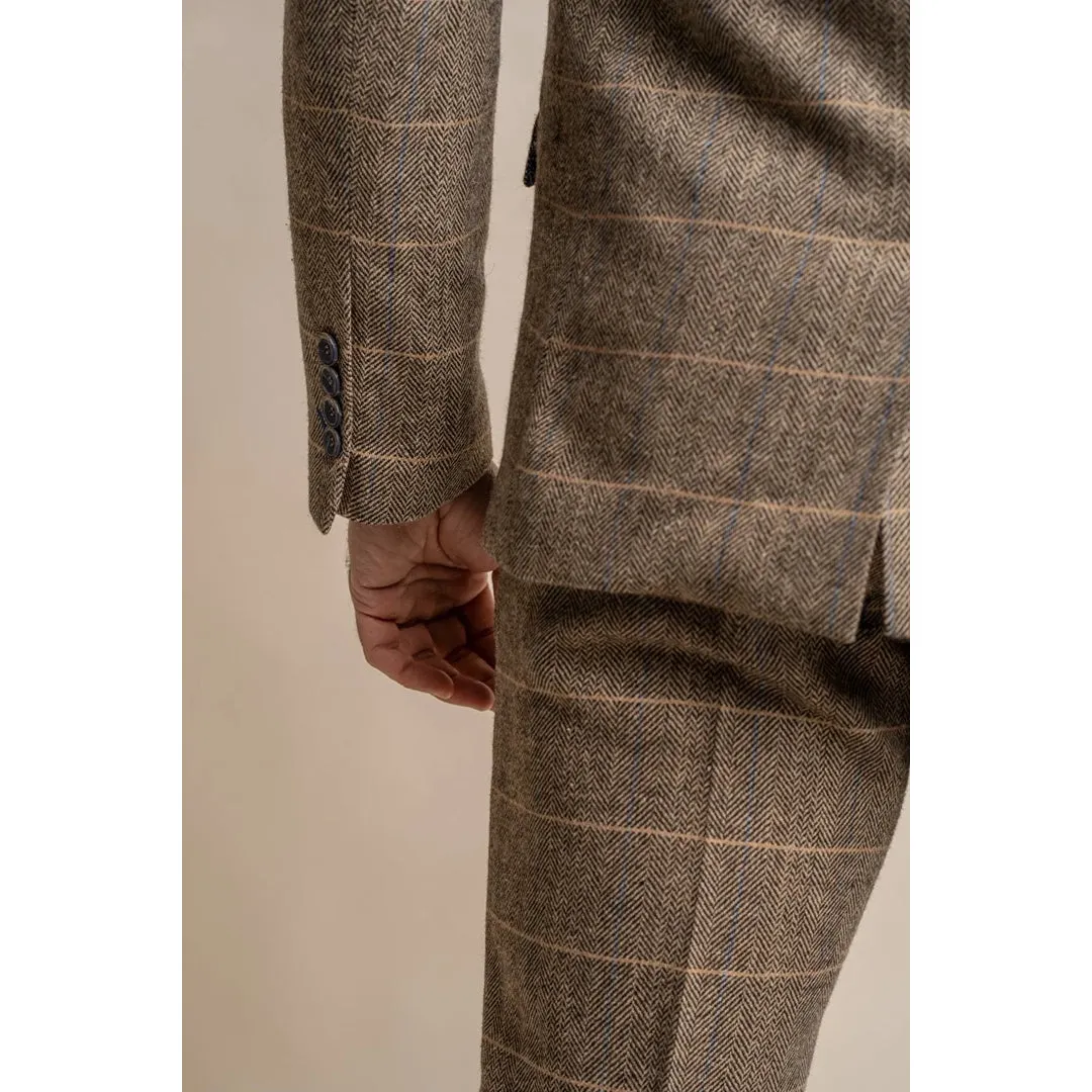 Albert - Men's Tweed Check Tan Blazer