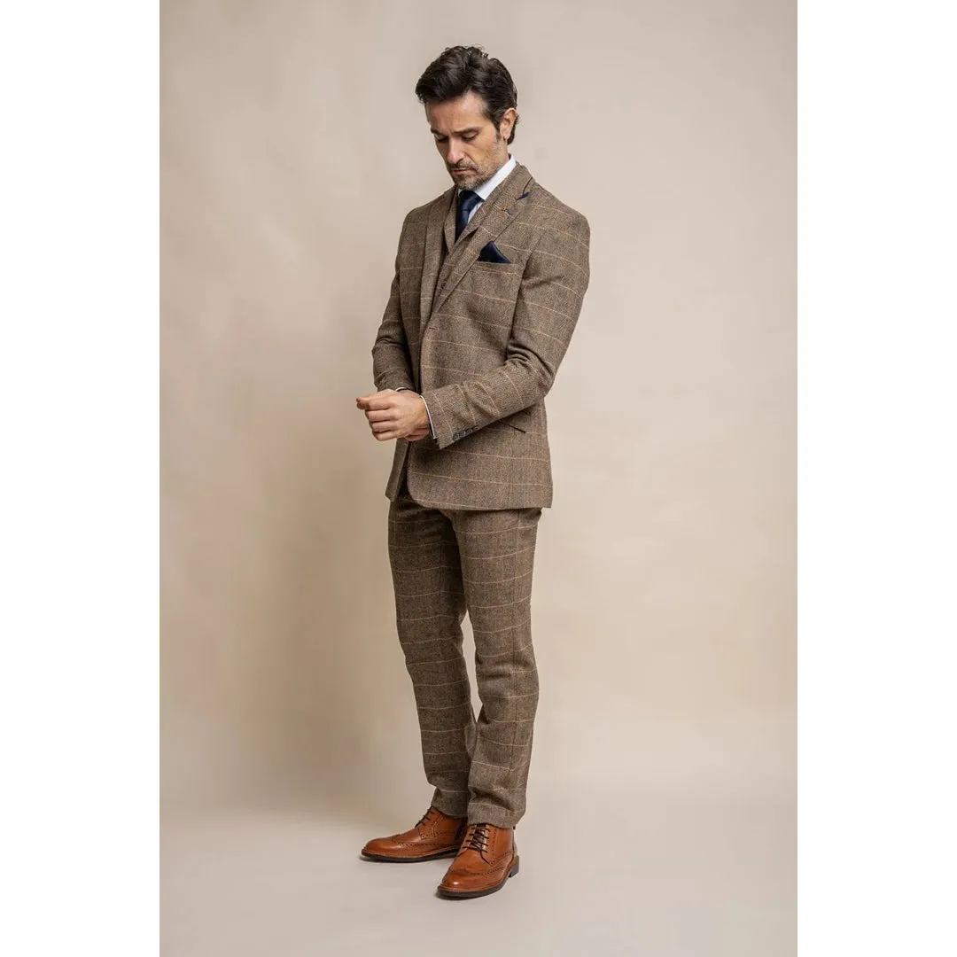 Albert - Men's Tweed Check Tan Blazer