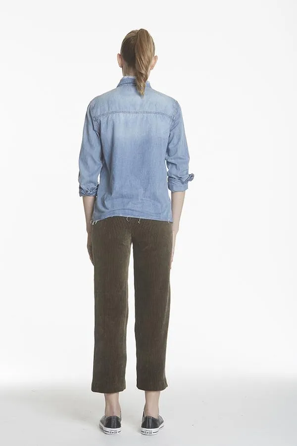 Alex Wide Leg Crop Corduroy Pant | Moss