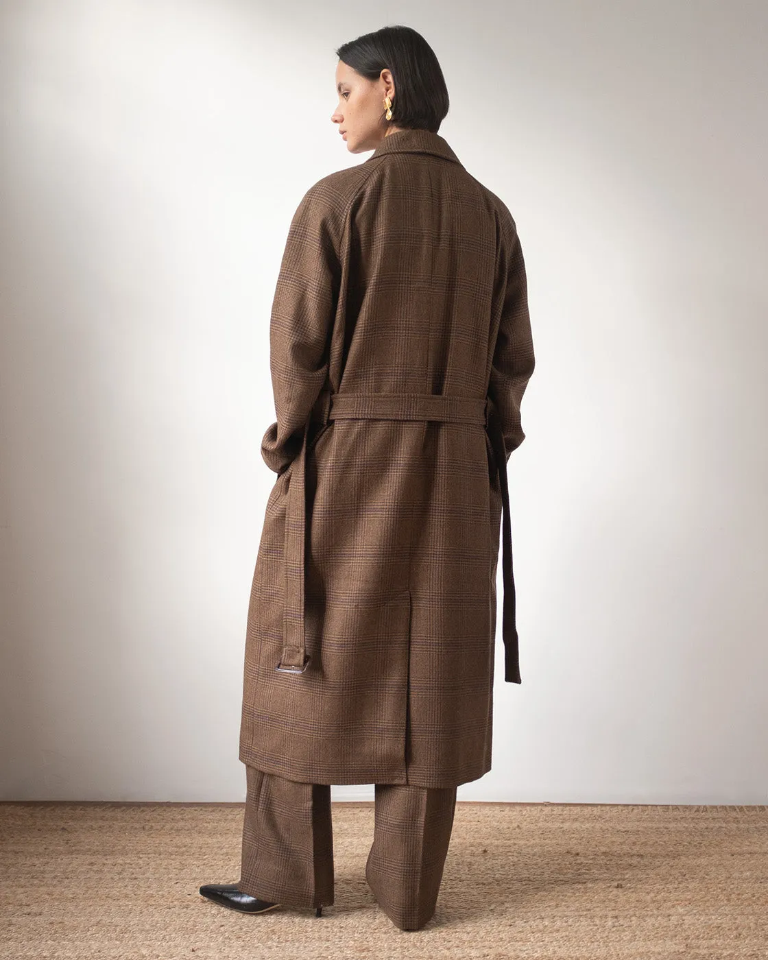 Alice Coat Wool Check Brown