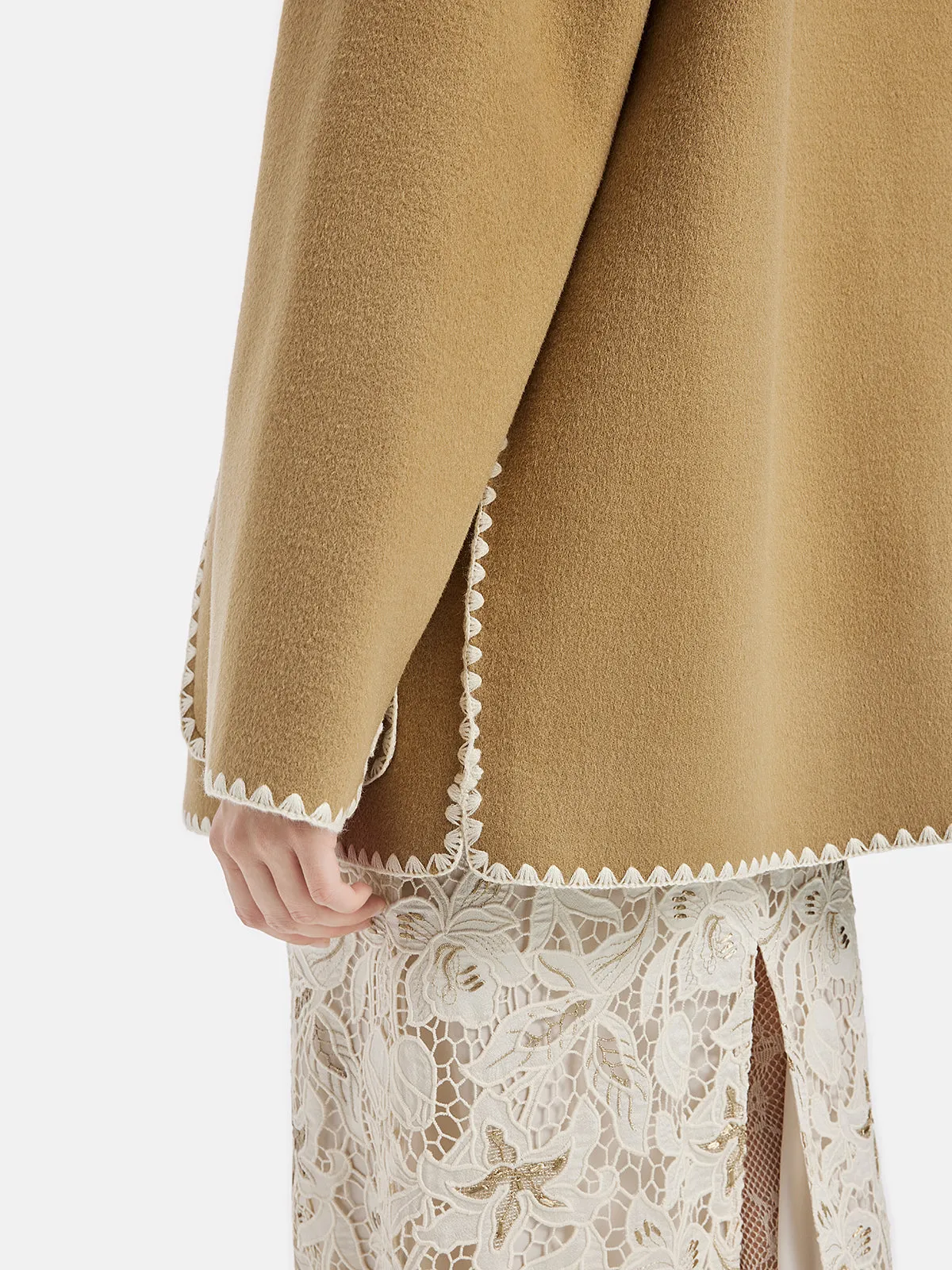 Australian Cashmere Shell Embroidered Coat