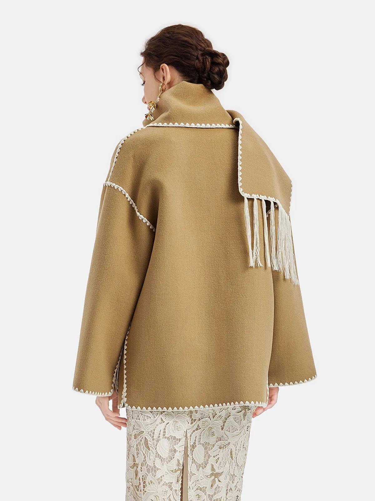 Australian Cashmere Shell Embroidered Coat