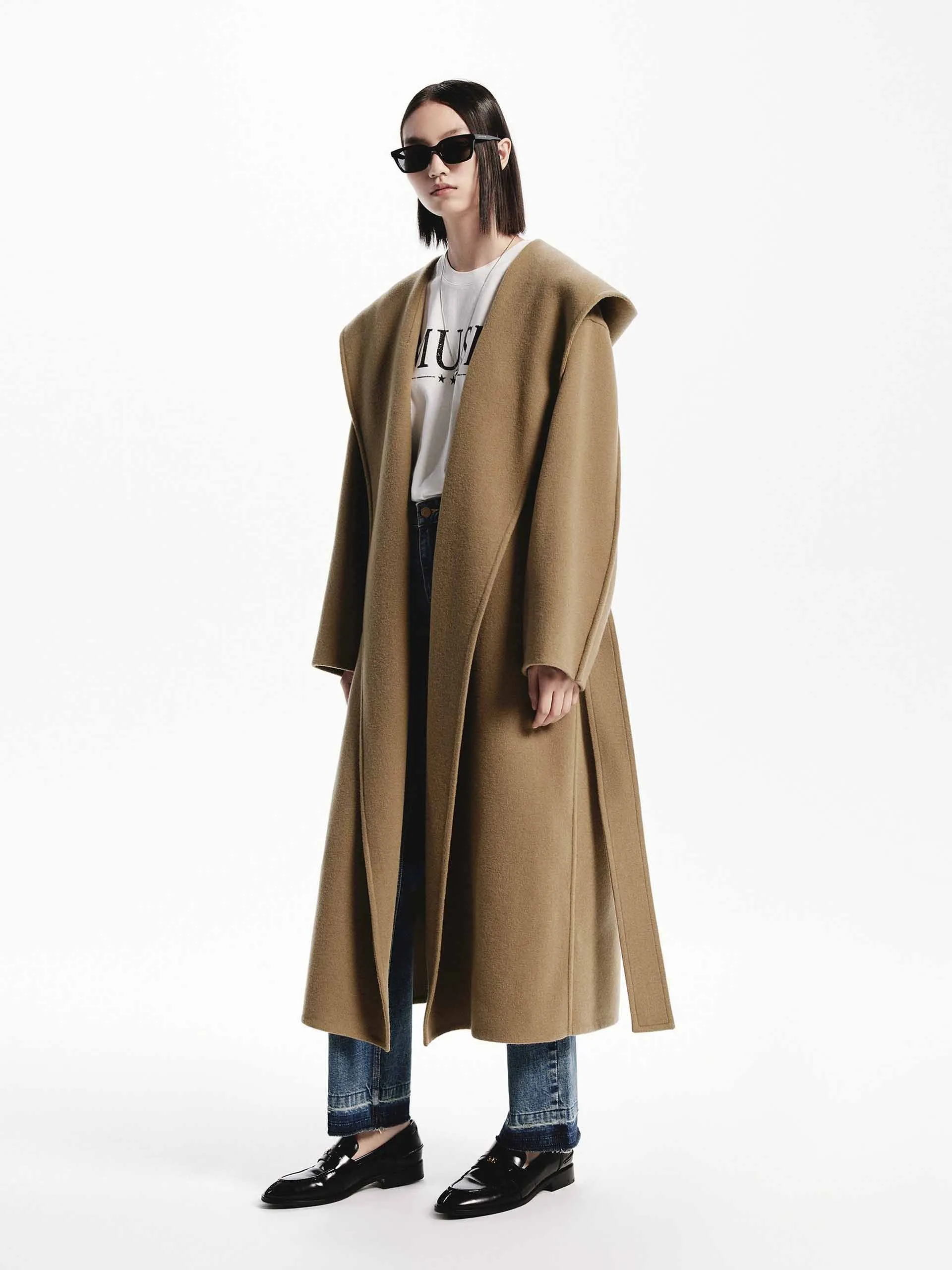 Belted Wool Long Coat