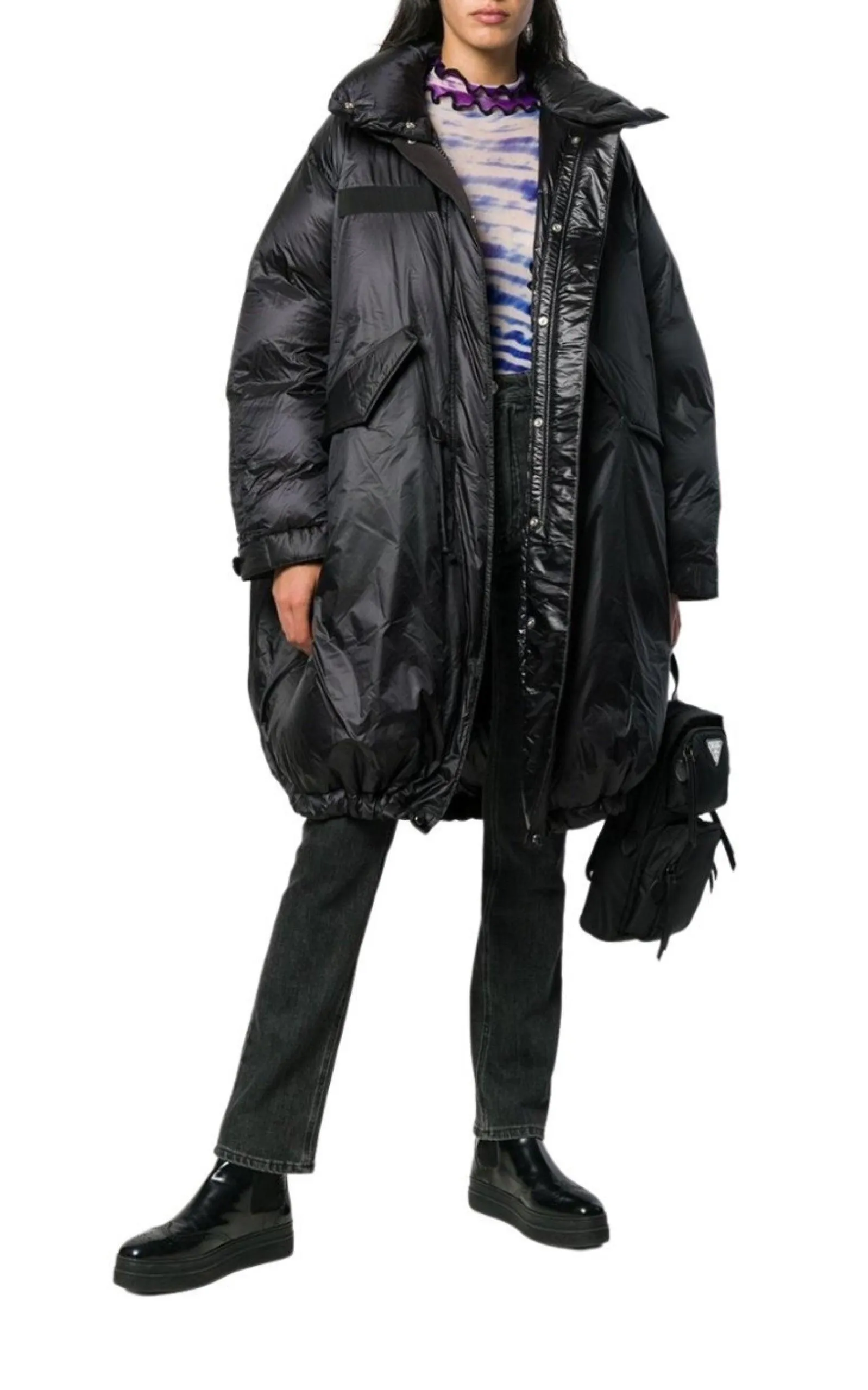 Black Down High Neck Padded Parka