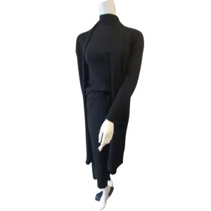 Black Three Piece Knit Pant Suit