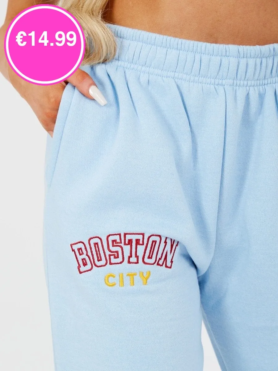 Blue Boston Embroidered Fleece Jogger