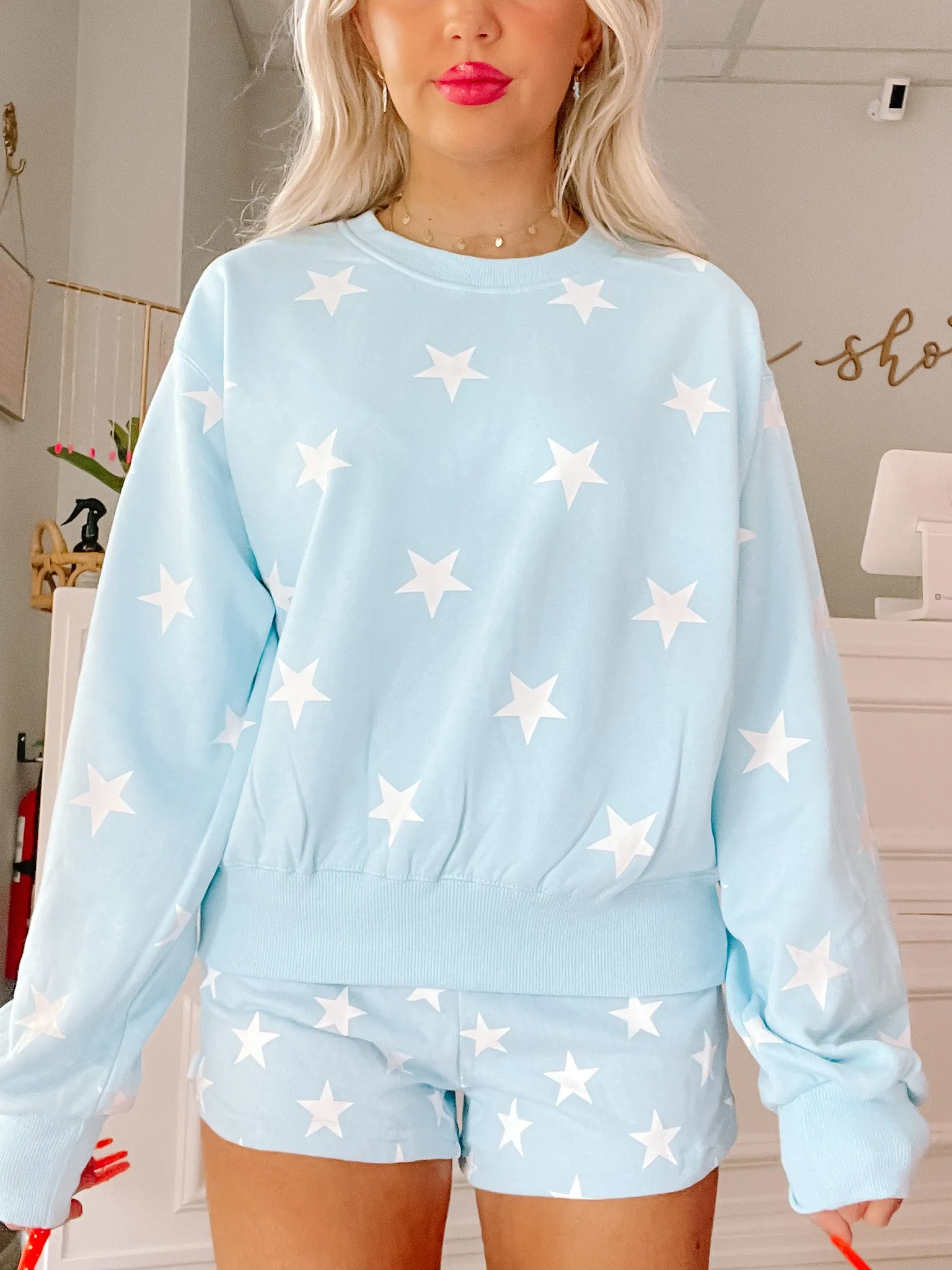 Blue Stargazer Star Crewneck Sweatshirt