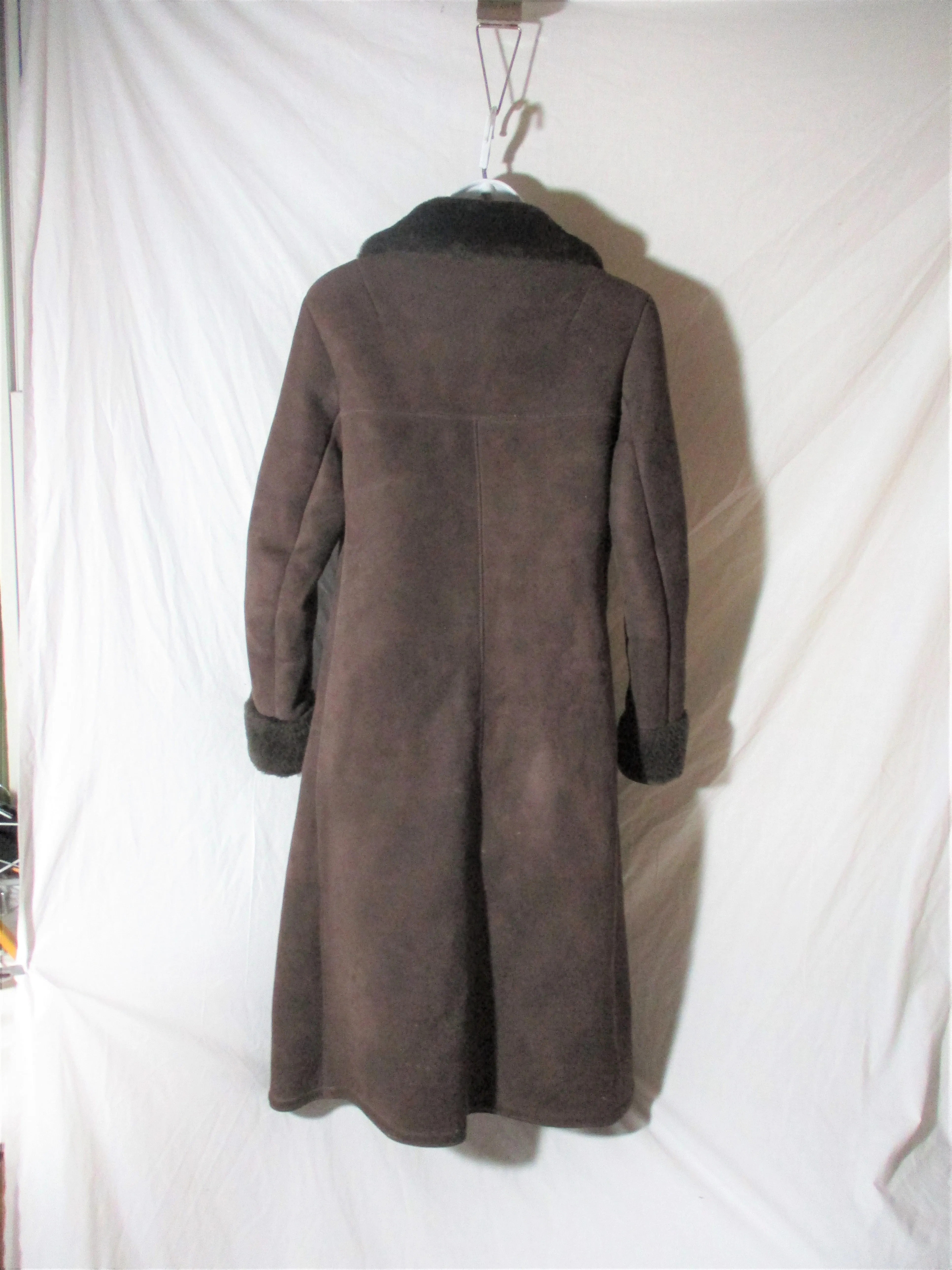 BONWIT TELLER SHEARLING SUEDE Leather jacket coat Sheepskin BROWN S