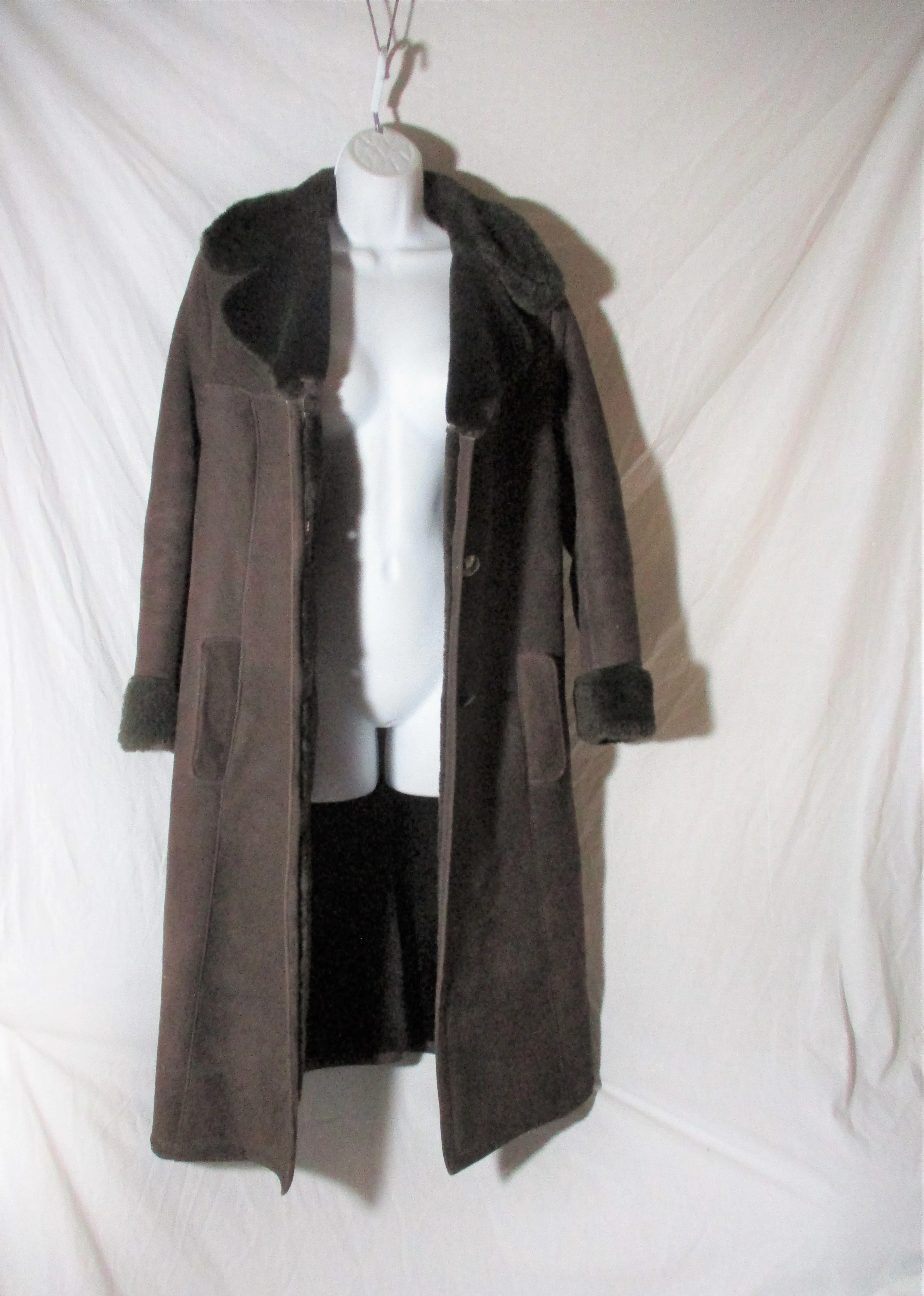 BONWIT TELLER SHEARLING SUEDE Leather jacket coat Sheepskin BROWN S