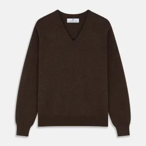 Brown Cashmere V-neck Paden Jumper