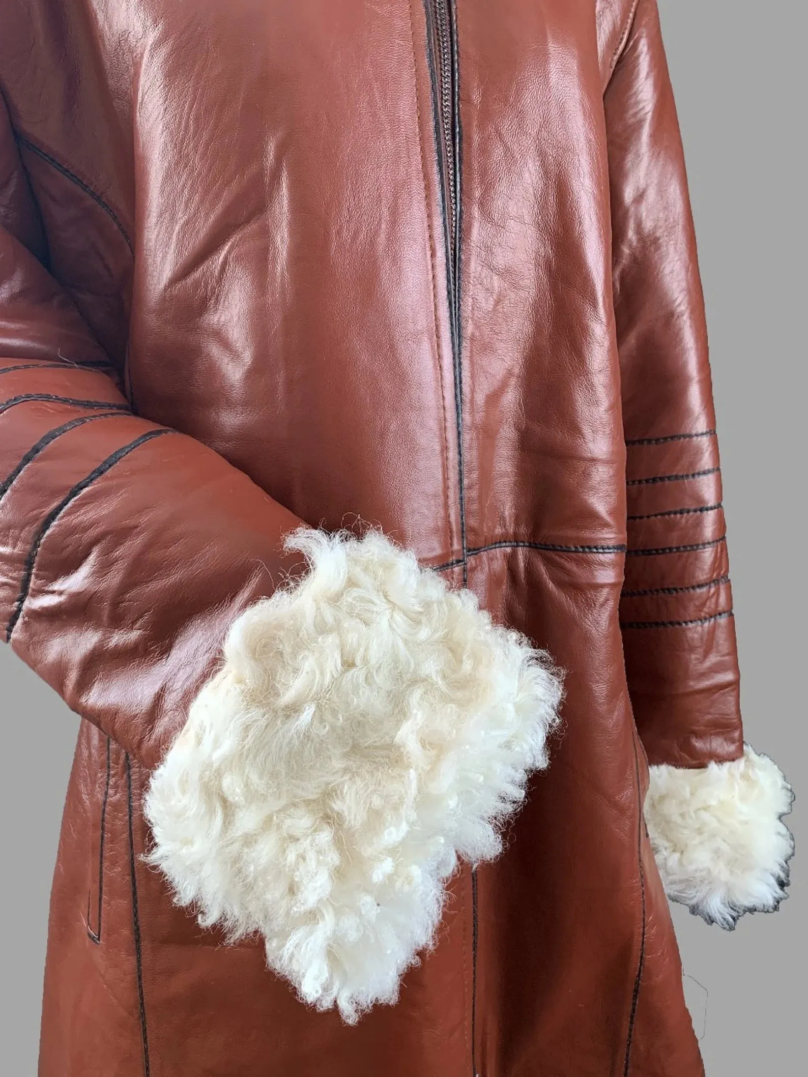 Brown Leather Jacket With Fur