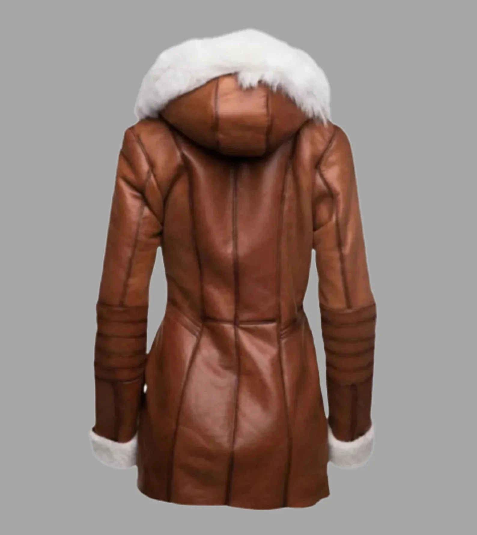 Brown Leather Jacket With Fur