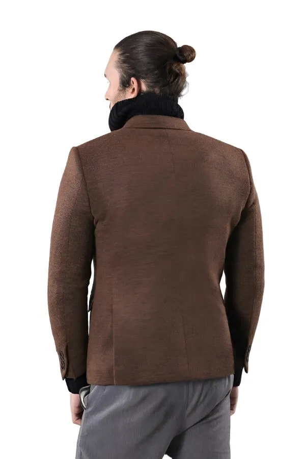 Brown Slim Fit Jacket for Men | Wessi