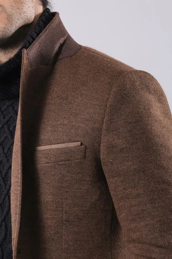 Brown Slim Fit Jacket for Men | Wessi