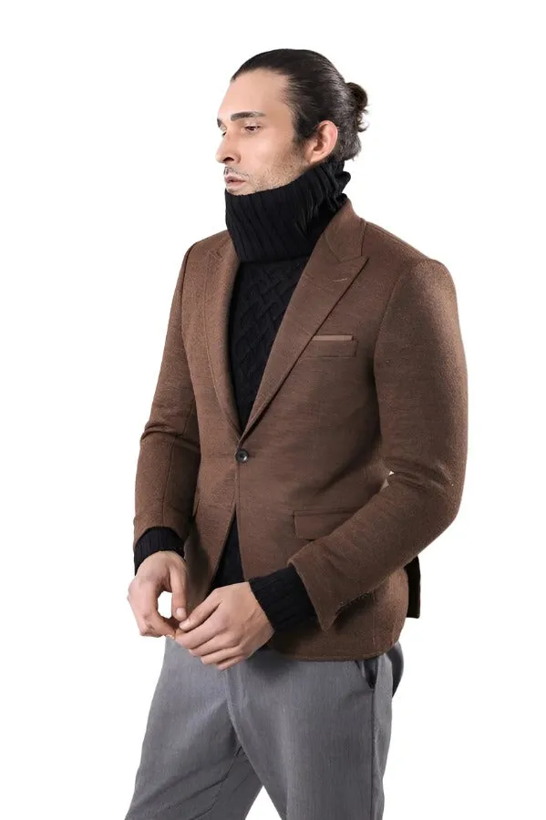 Brown Slim Fit Jacket for Men | Wessi