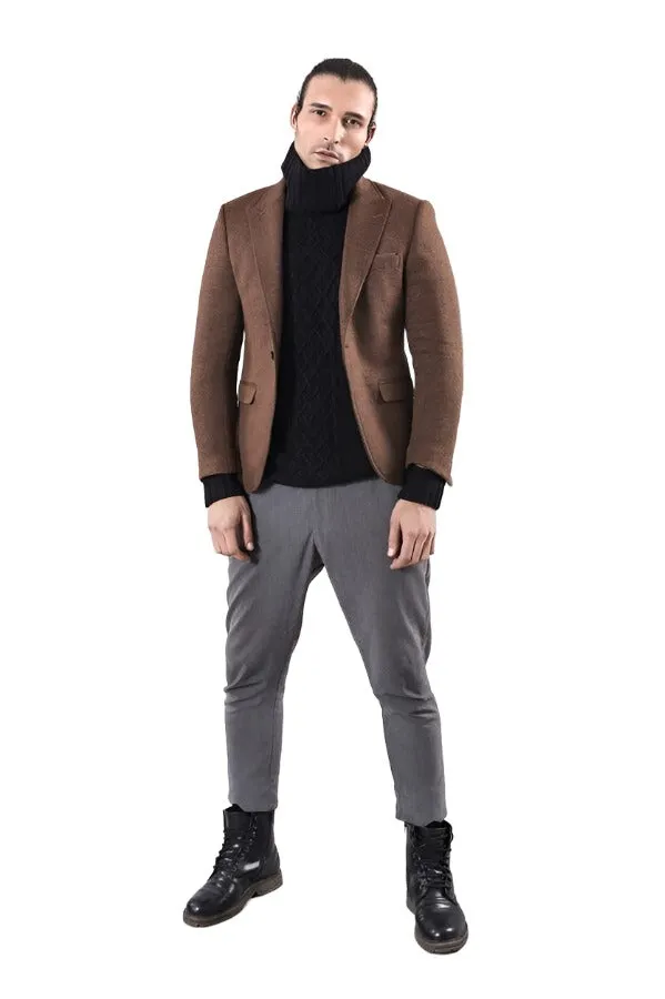 Brown Slim Fit Jacket for Men | Wessi