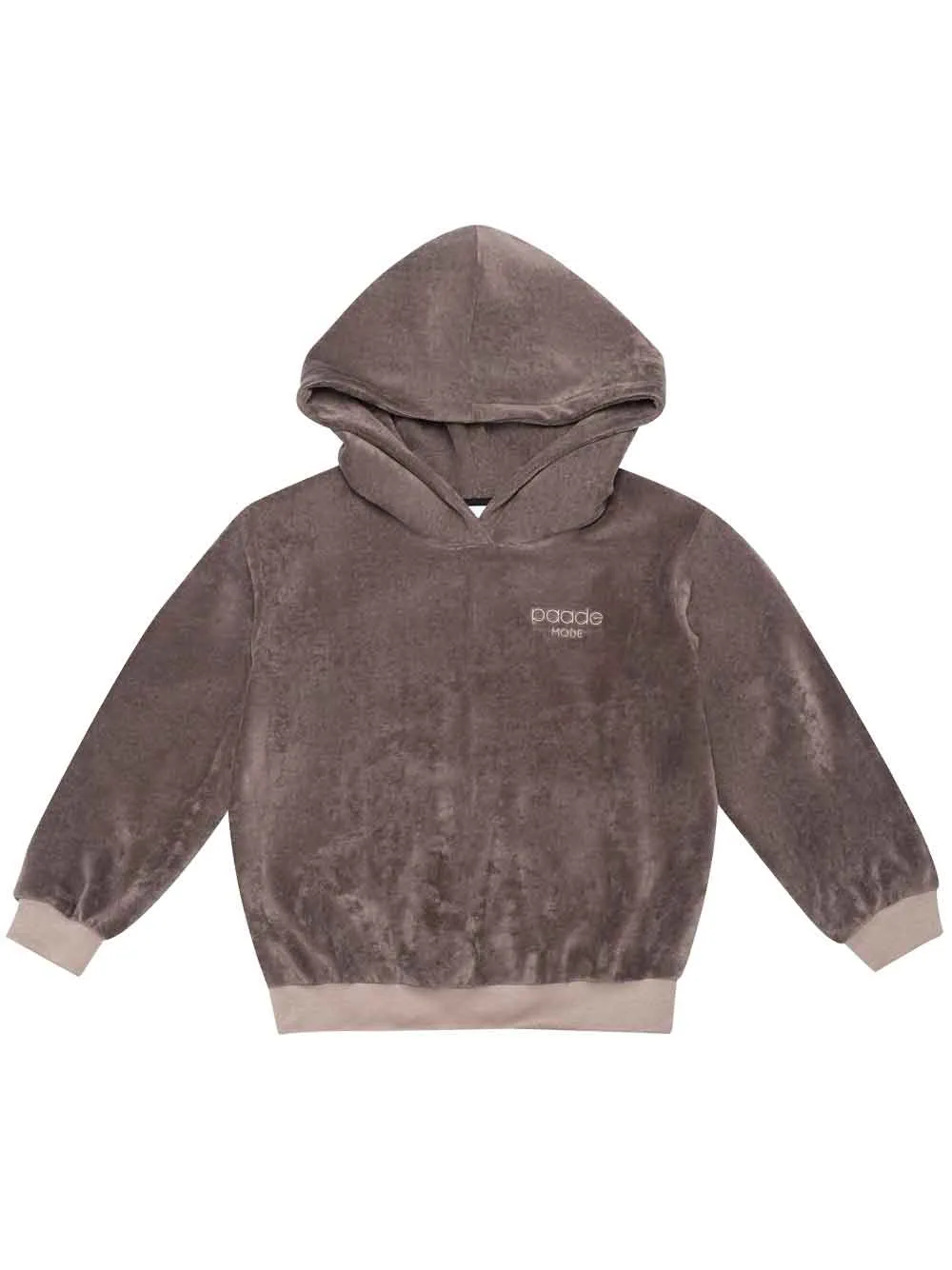 Brown Velvet Logo Hoodie