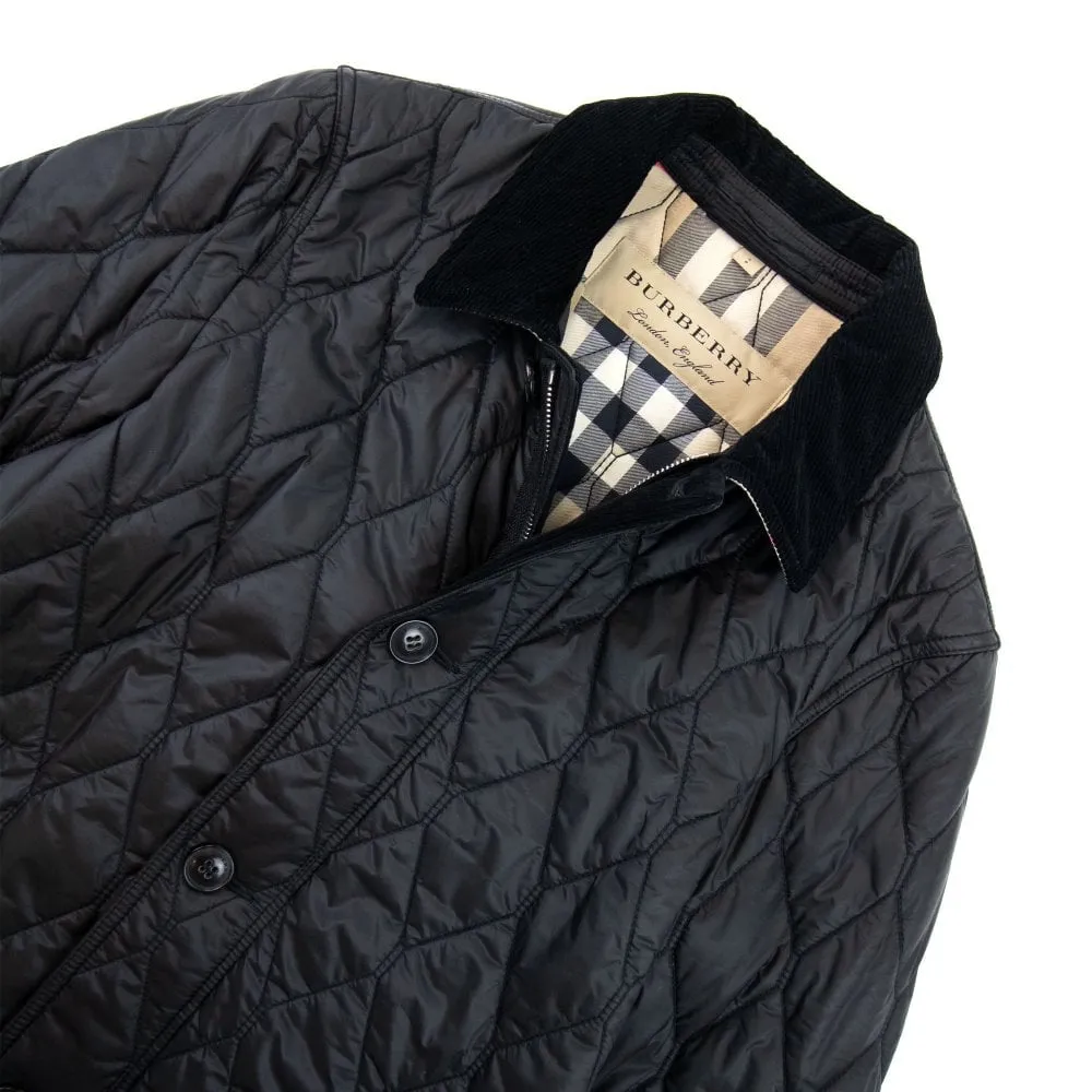 BURBERRY GRANSWORTH CHECK DETAIL CORDUROY COLLAR QUILTED JACKET