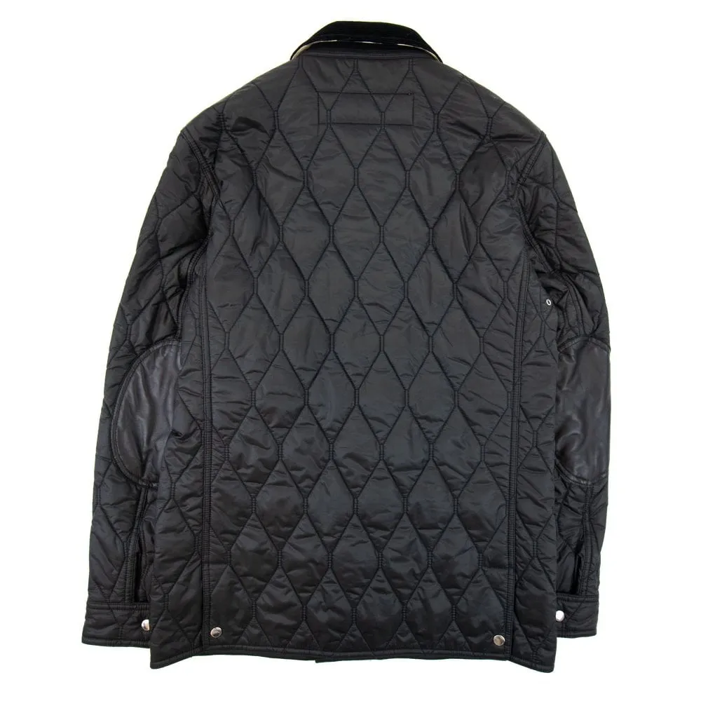 BURBERRY GRANSWORTH CHECK DETAIL CORDUROY COLLAR QUILTED JACKET