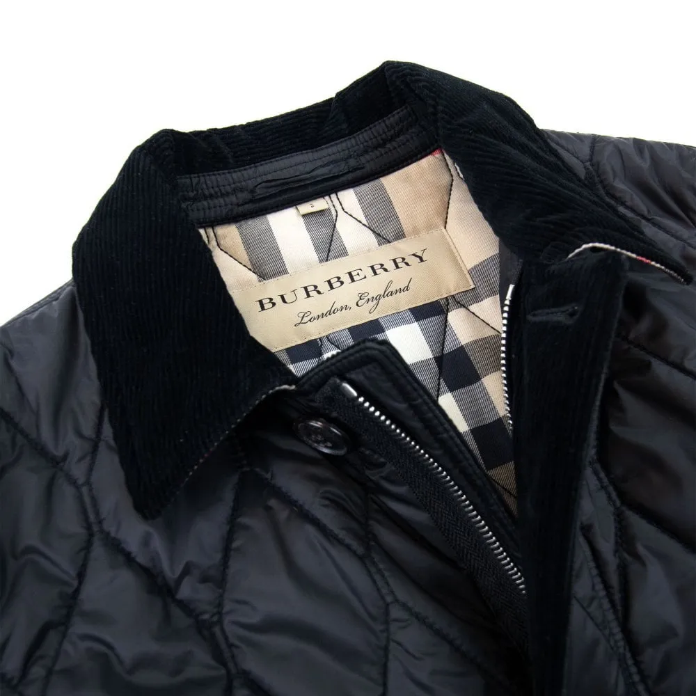 BURBERRY GRANSWORTH CHECK DETAIL CORDUROY COLLAR QUILTED JACKET