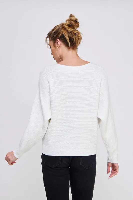 Cable Knit Dolman Pullover - 2 Colors!