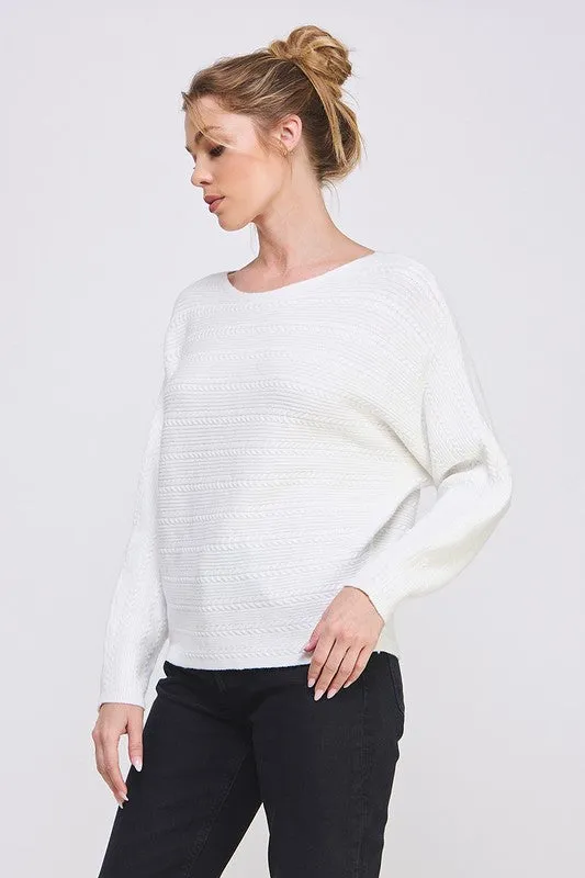 Cable Knit Dolman Pullover - 2 Colors!