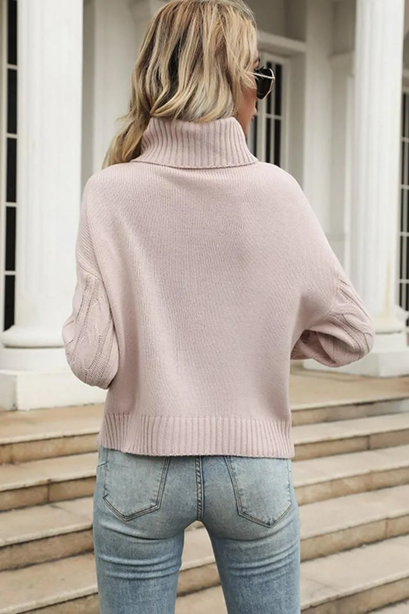 CABLE KNITTED TURTLE NECK SWEATER TOP