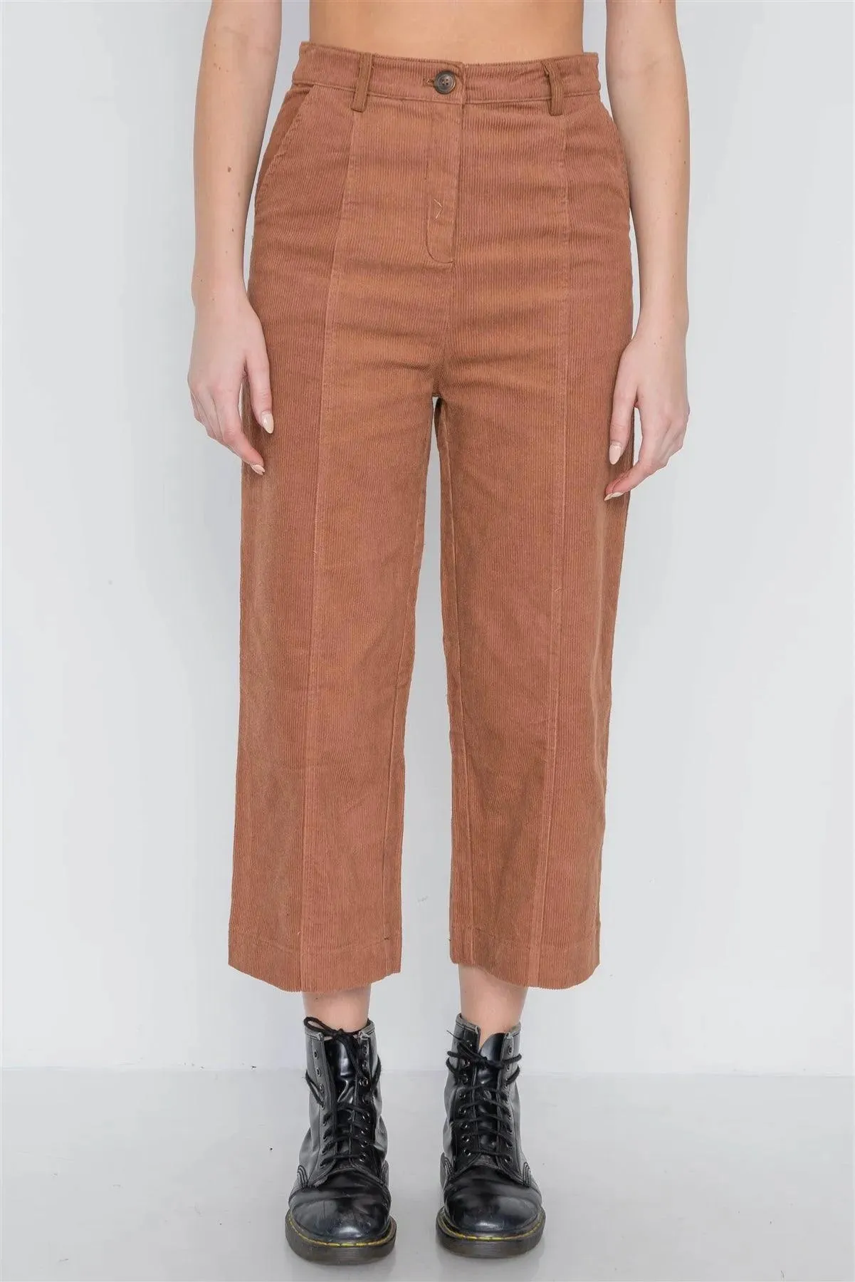 Camel Corduroy Wide Leg Cropped Pants /1-2-2