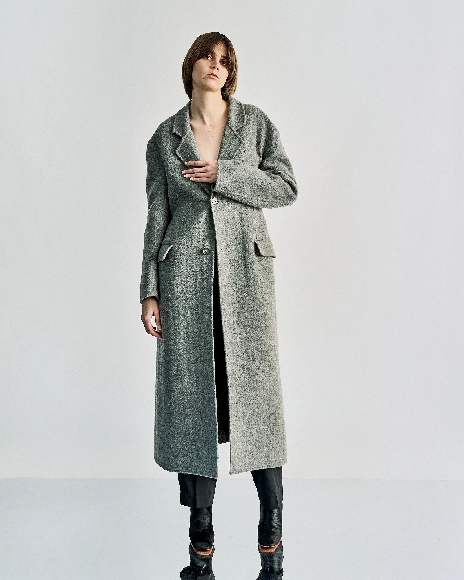 Celine Longline marle wool coat