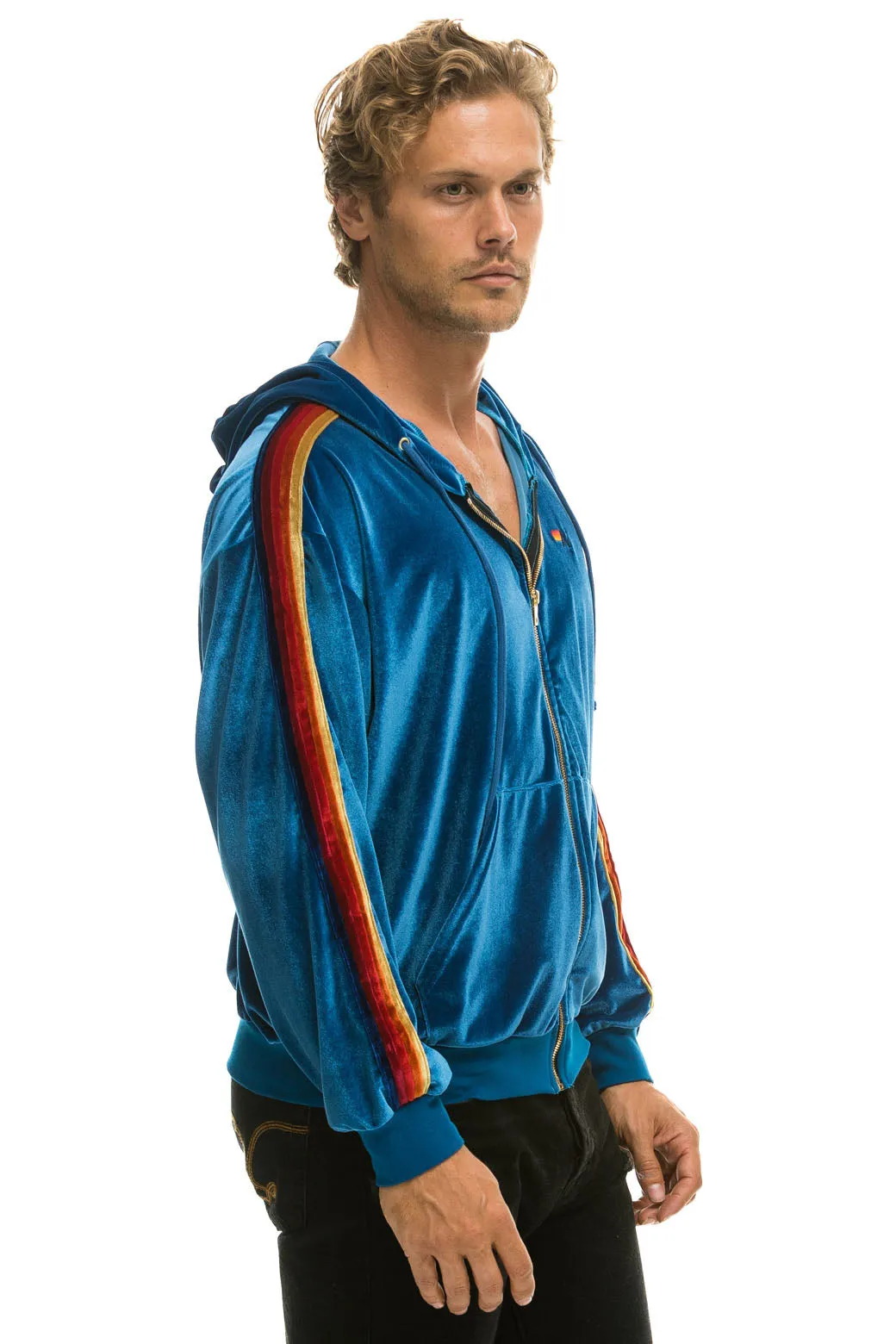 CLASSIC VELVET RELAXED ZIP HOODIE - VINTAGE BLUE