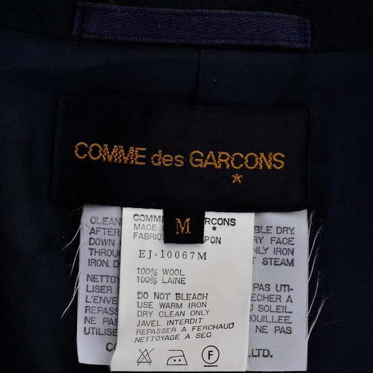 Comme des Garcons Cropped Black Wool Open Front Blazer