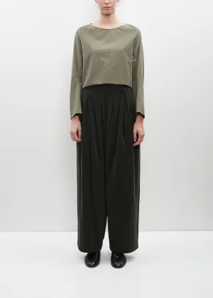 Cotton Courduroy Wide Leg Trousers — Forest