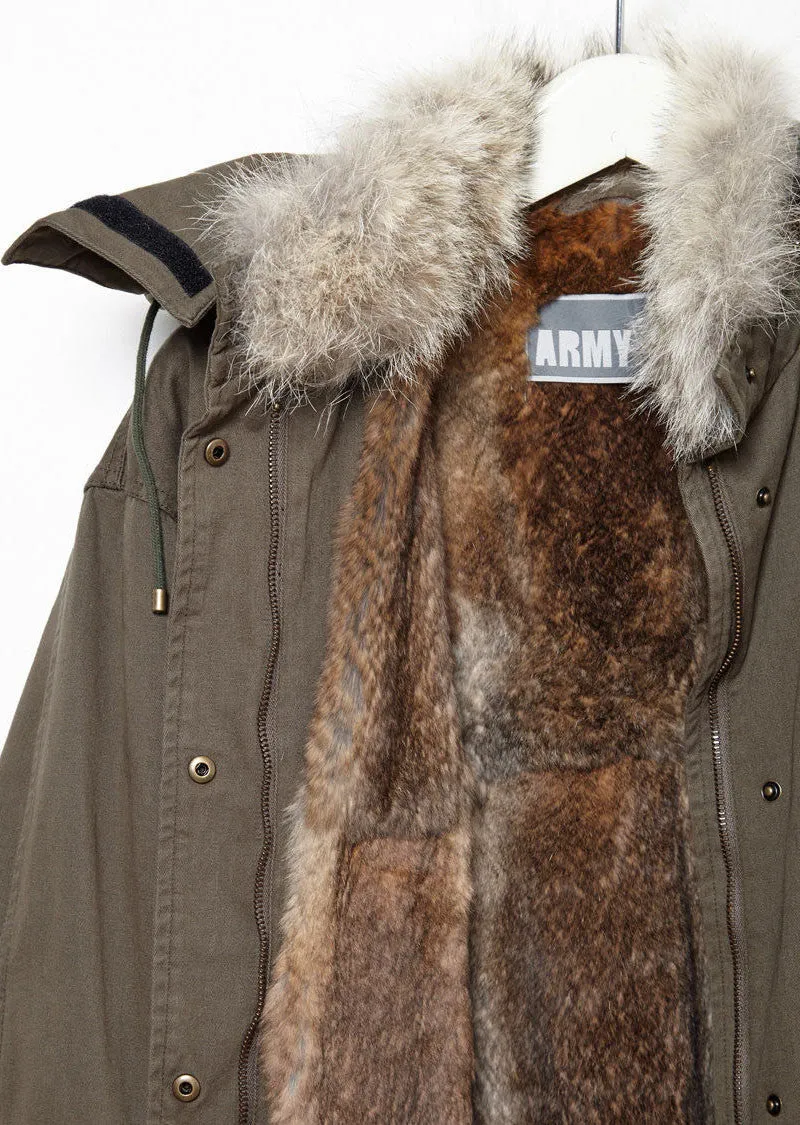 Coyote Fur-Lined Fishtail Parka