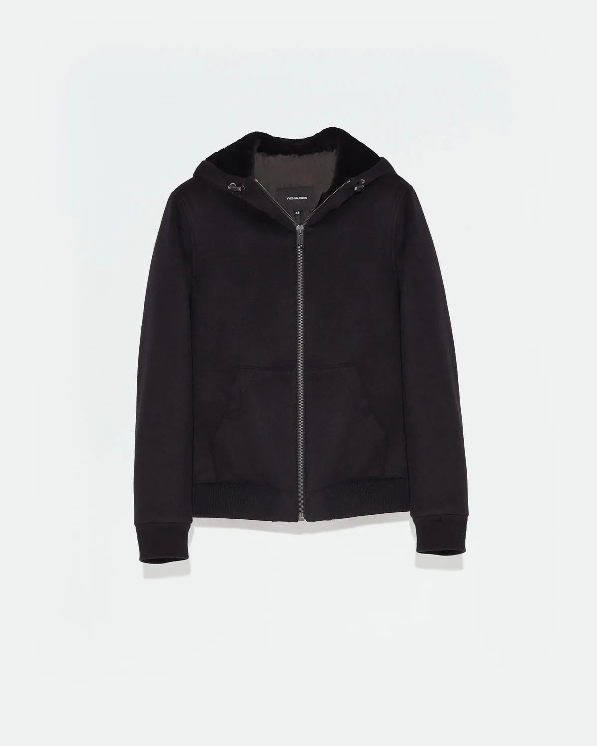 Double-Sided Wool-Cashmere Fabric Hoodie With Shearling Lining