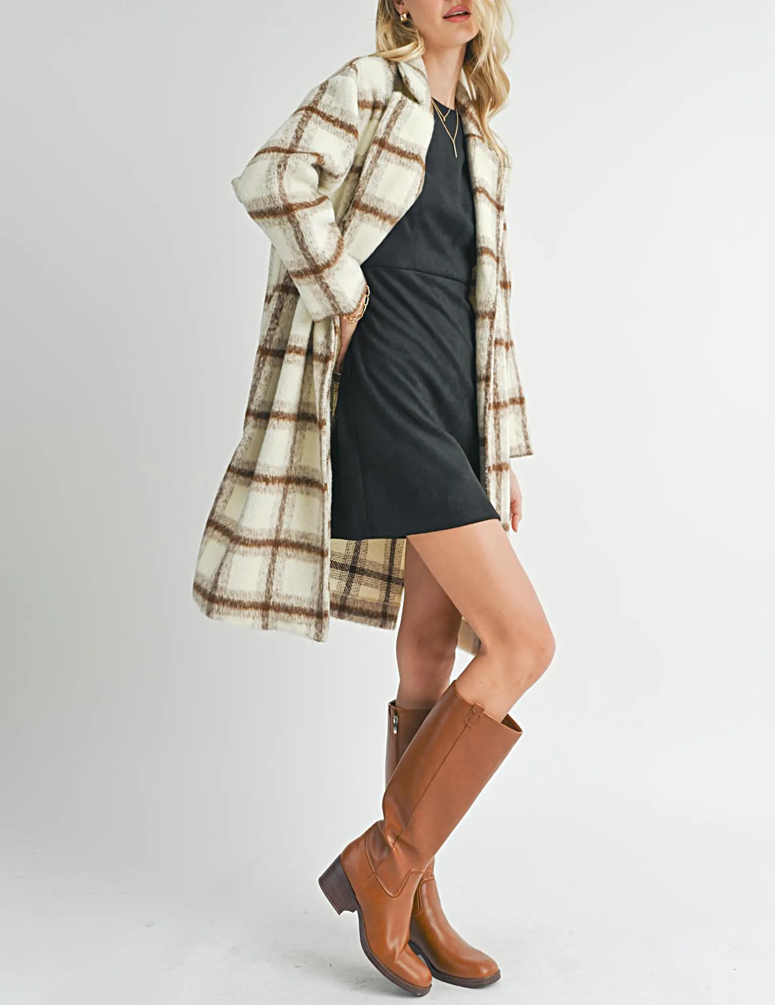 Emily Longline Plaid Coat