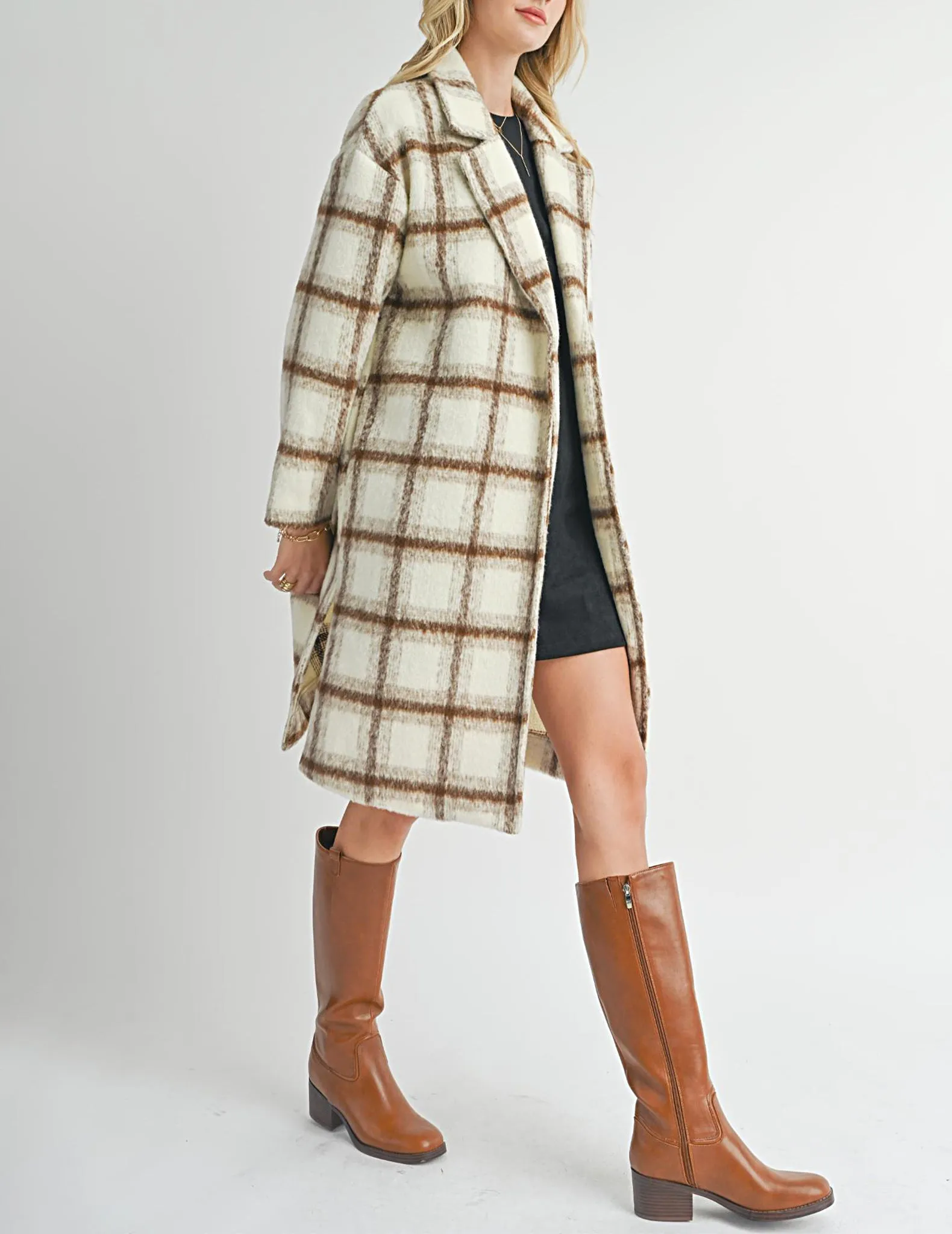 Emily Longline Plaid Coat