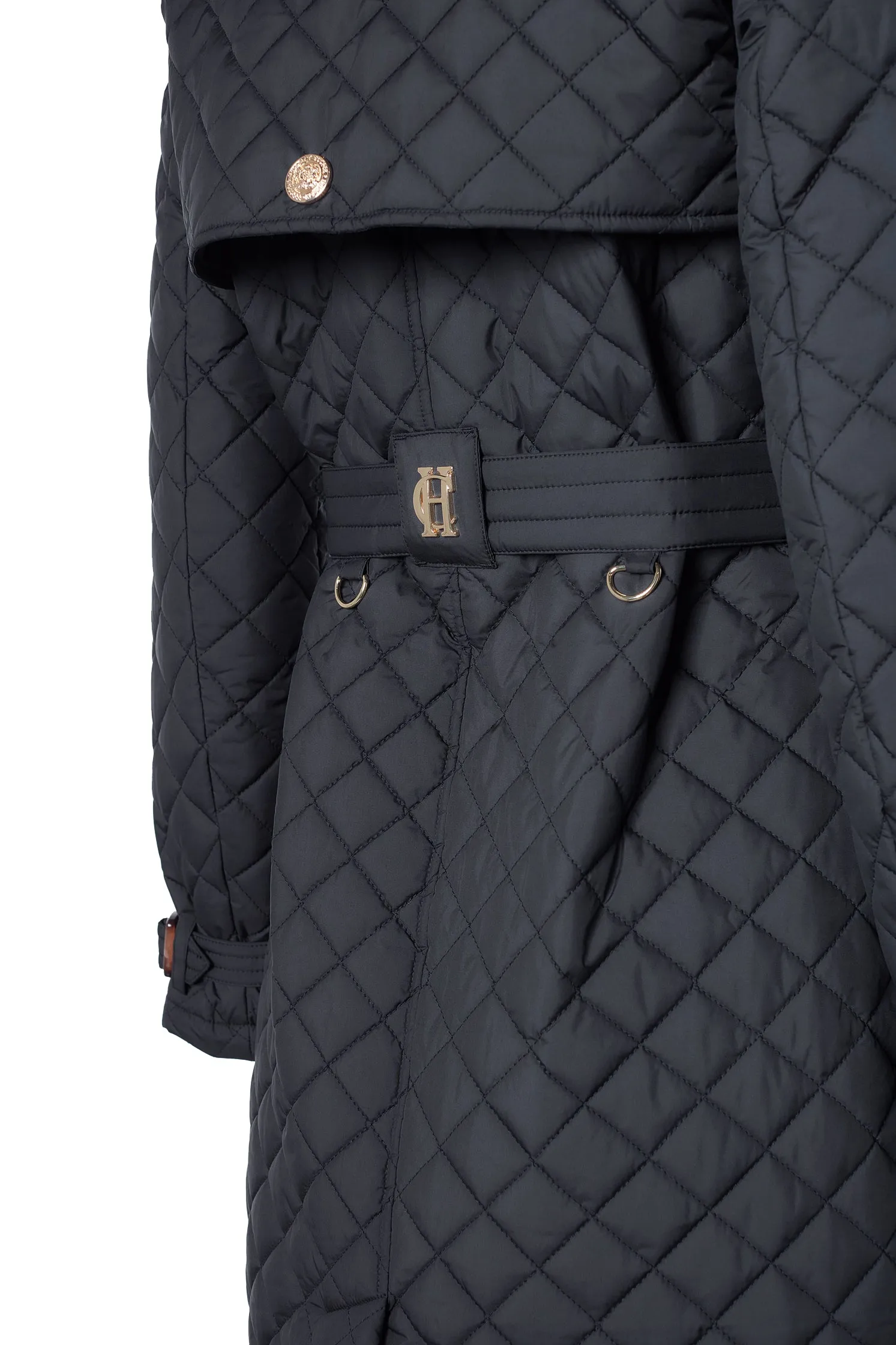 Enstone Quilted Trench Coat (Black Gold)