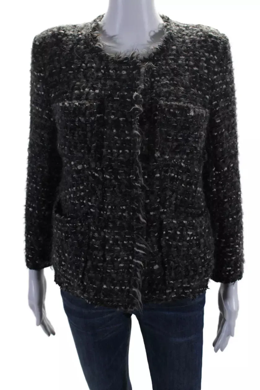 Etoile Isabel Marant Paris. Gray Wool Tweed Long Sleeve Blazer Jacket