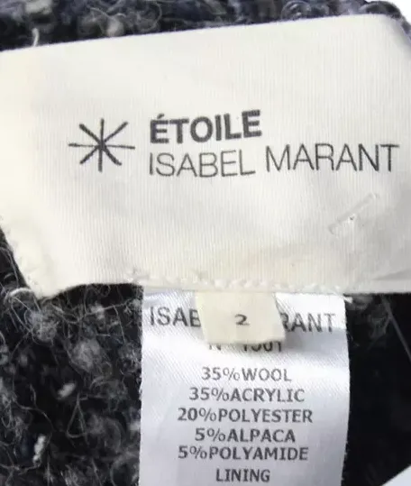 Etoile Isabel Marant Paris. Gray Wool Tweed Long Sleeve Blazer Jacket