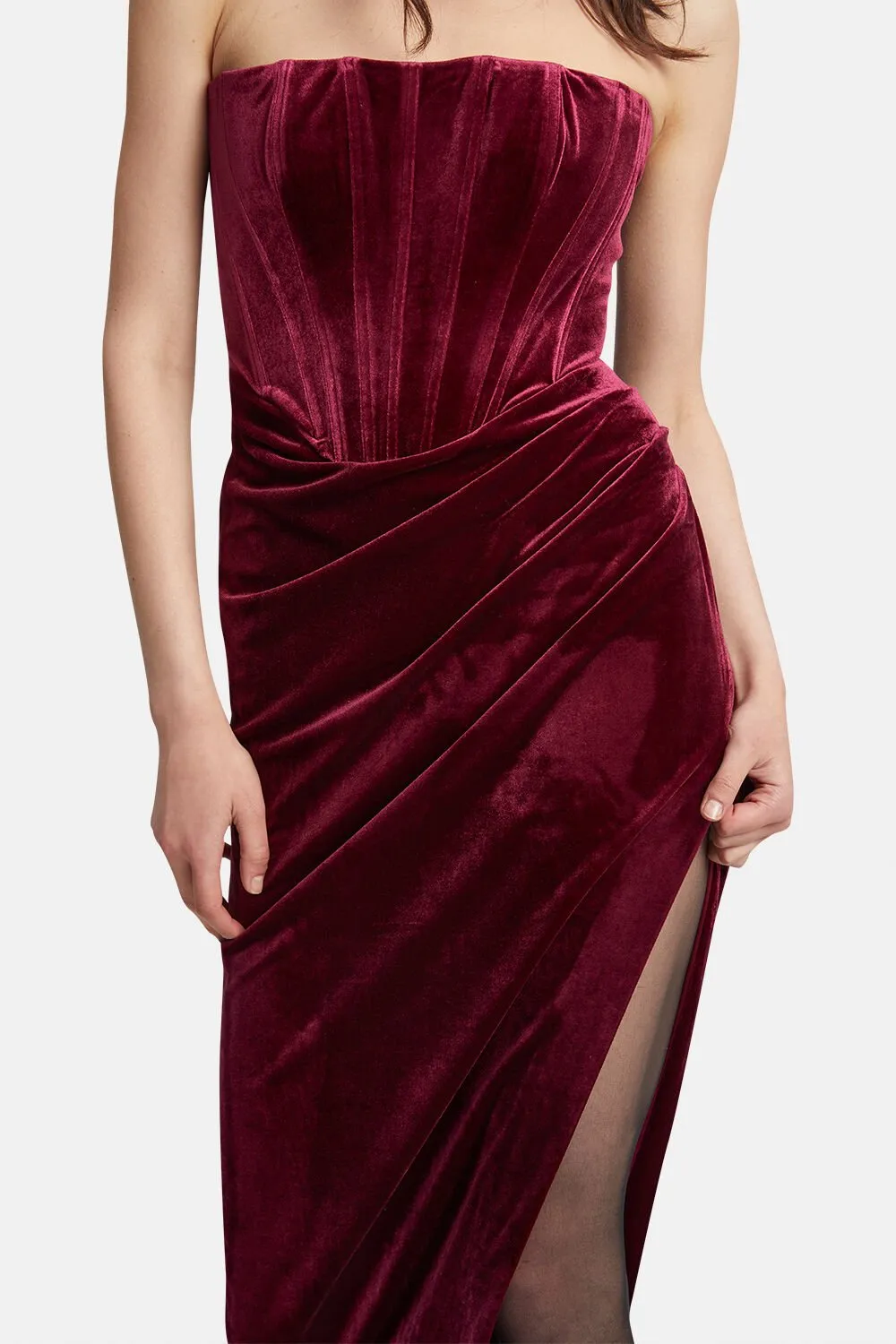 Everlasting Velour Midi Dress - Burgundy