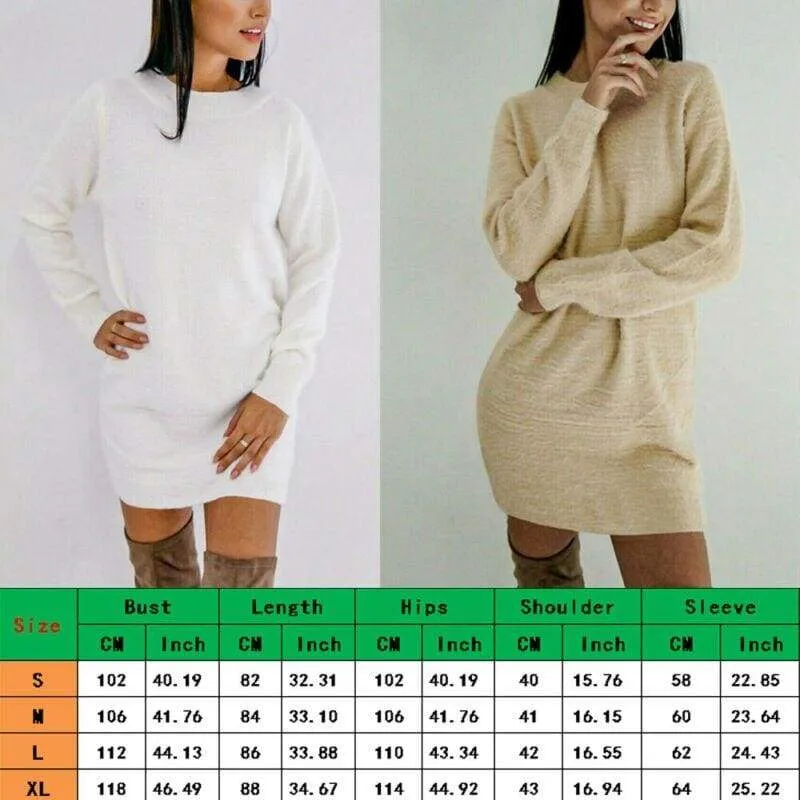 FashionSierra - Women Long Sleeve Knitted Sweater Mini Dress Fashion Autumn Winter Lady Backless Party Club Casual Jumper Dress