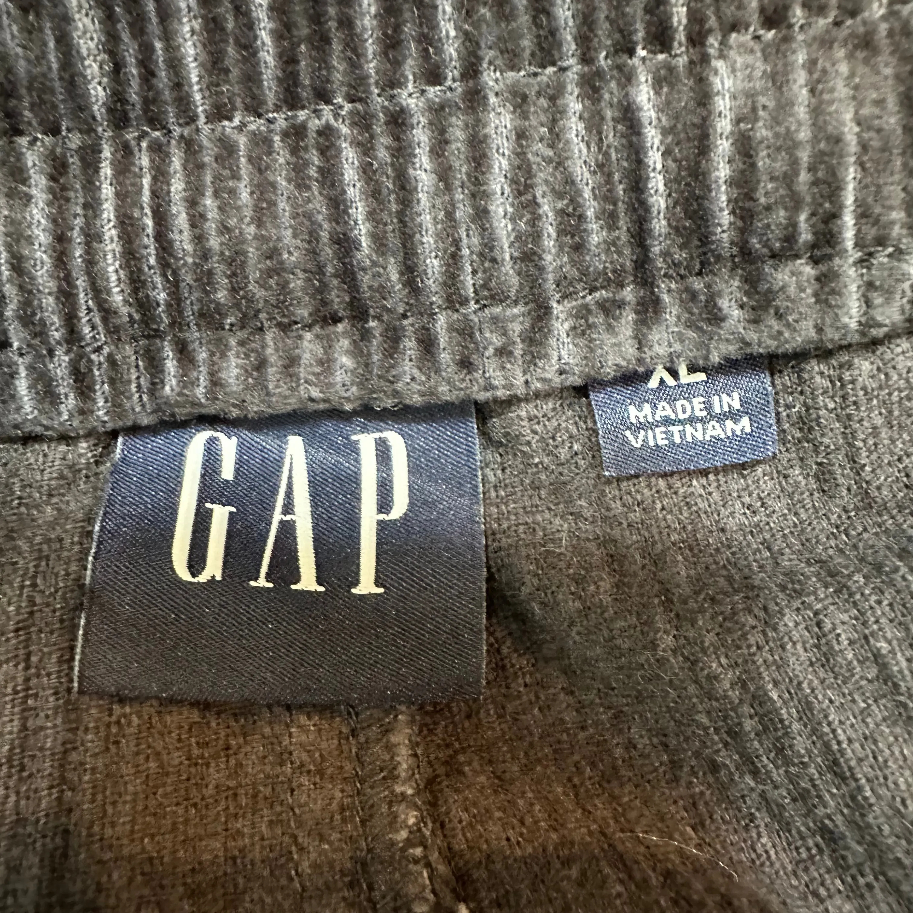 Gap Corduroy Pants Pleat Front Elastic Waist Black Wide Wale Baggy Loose XL