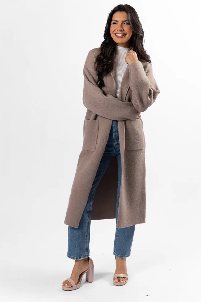 Go Where You Choose Taupe Long Cardigan