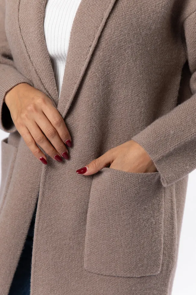 Go Where You Choose Taupe Long Cardigan