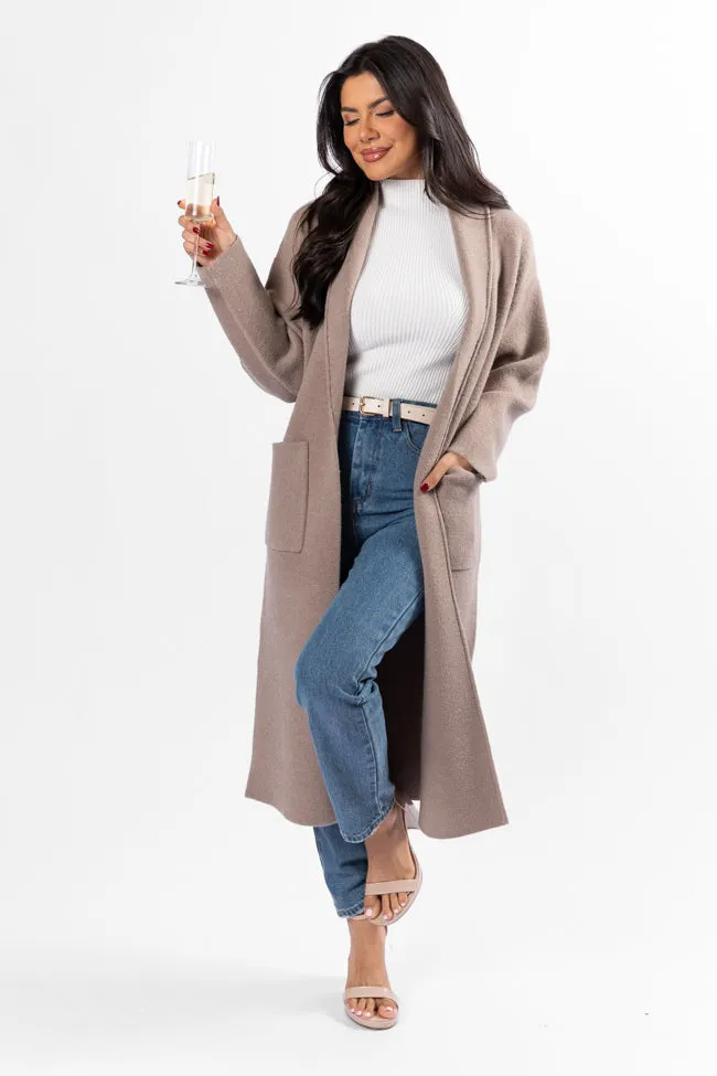 Go Where You Choose Taupe Long Cardigan